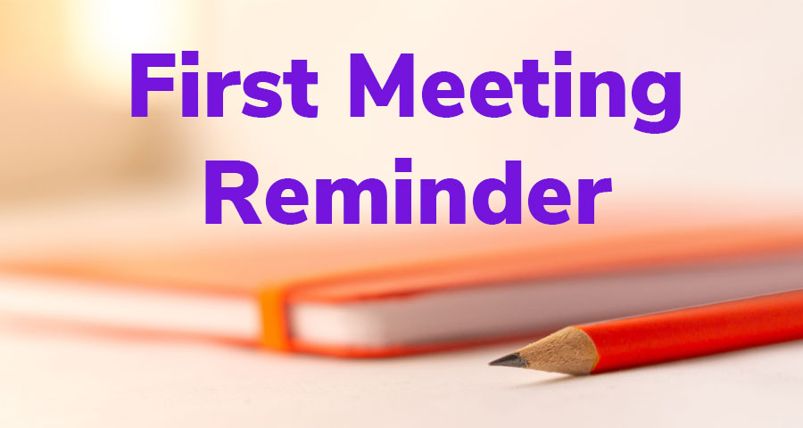 Reminder: First meeting on Wednesday 14th September